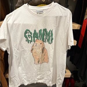 GANNI White Graphic T-Shirt